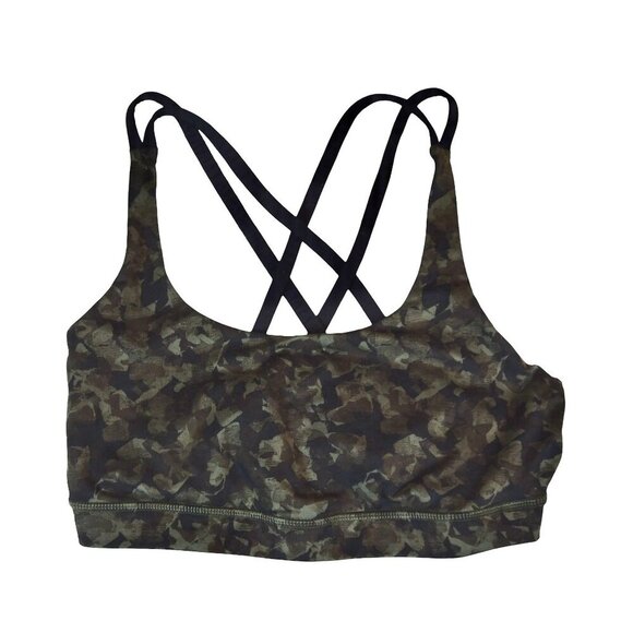 Lululemon Sports Bra Camo Print Criss Cross Back Strappy Low Impact Fits Like 6 - Picture 1 of 6